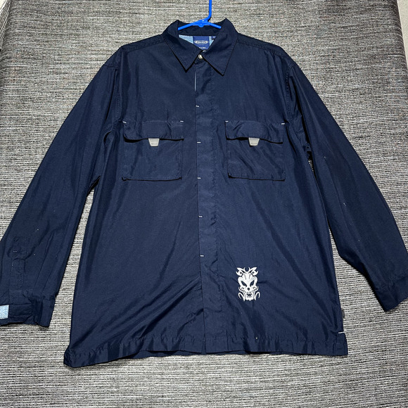 Sideout Button Up Shirt Men's M Blue Long Sleeve Pockets Fishing Vented - Picture 1 of 16